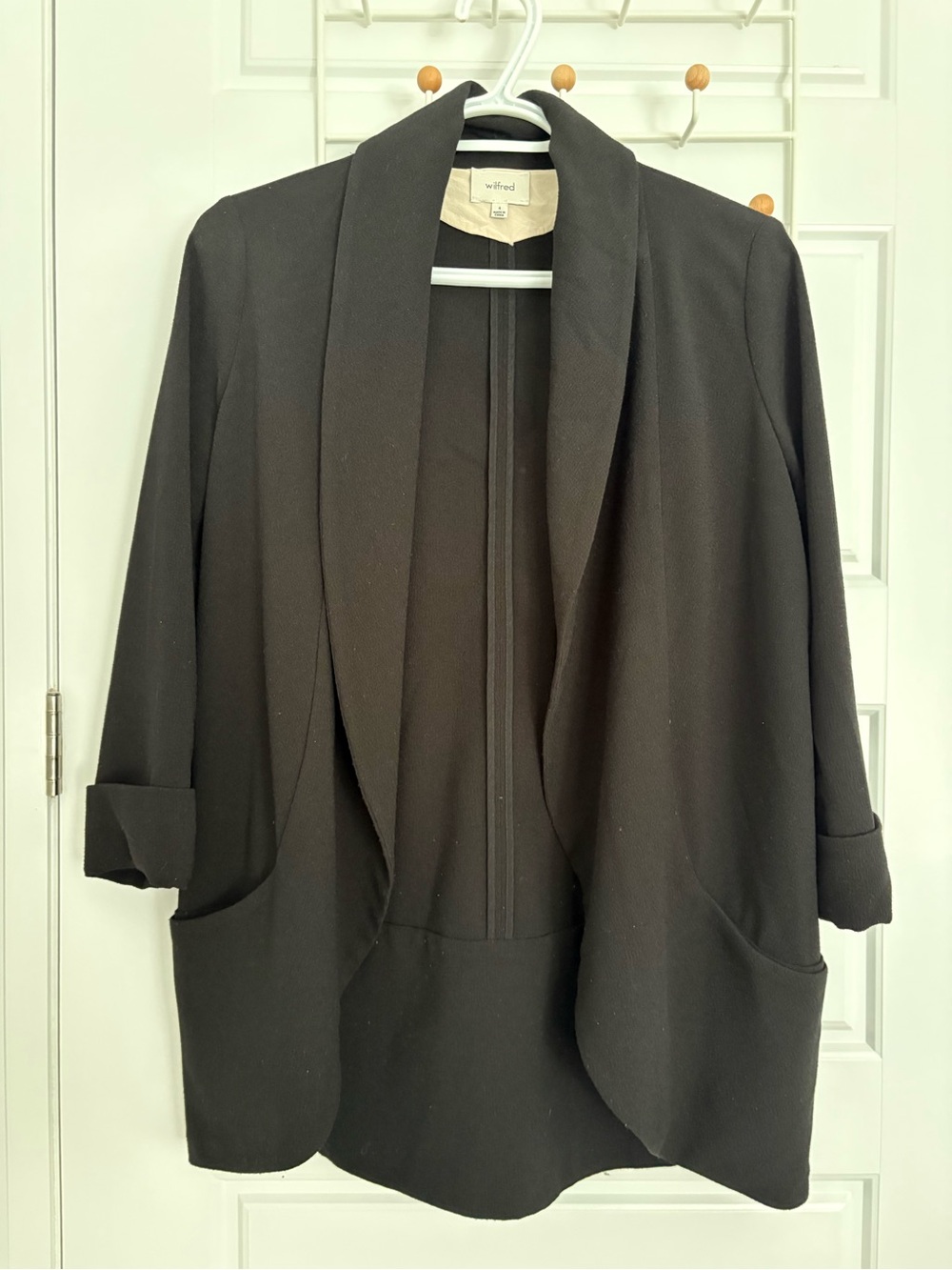 Wilfred Black Open-Front Draped Blazer